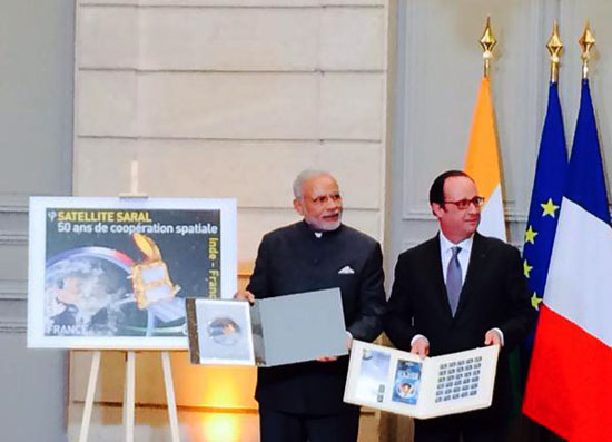 Commemorative Stamp on India – France: 50 Years of Space Co-operation