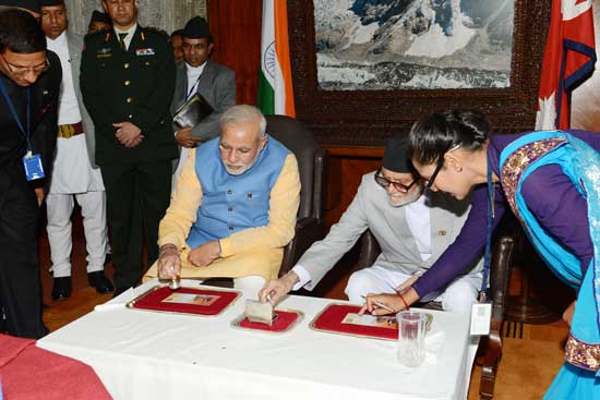 Commemorative Cover issued by Nepal Philatelic Bureau commemorating the official visit of Hon'ble Prime Minister Shri Narendra Modi to Nepal